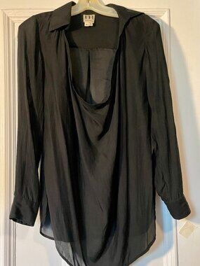 Haute Hippie XS Black Silk Cowl Neck Blouse | Long Sleeve | Made in HK